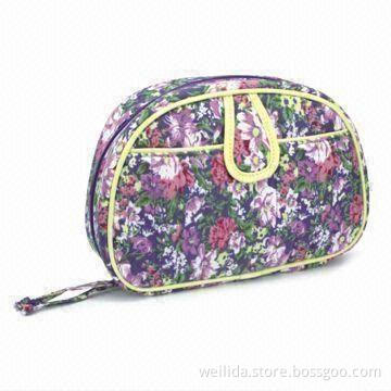 Printed Polyester Twill Fabric Cosmetic Bag, Various Colors, Patterns, Materials Available